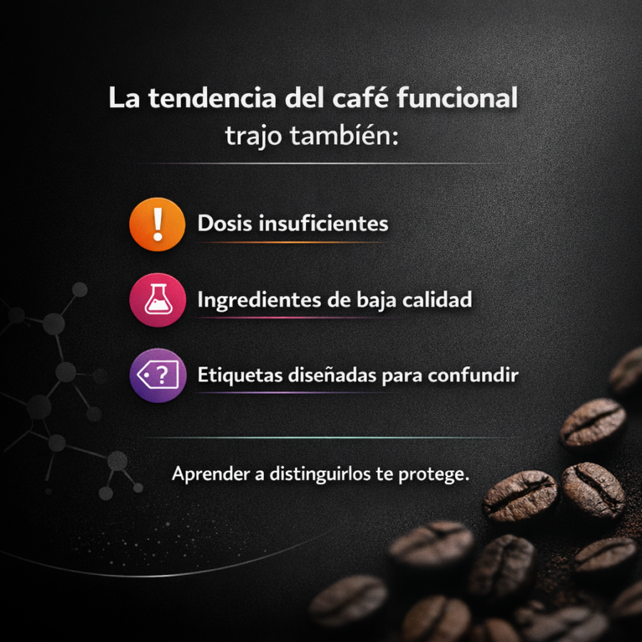 Por qué la mayoría de cafés funcionales del mercado no cumplen lo que prometen en su empaque