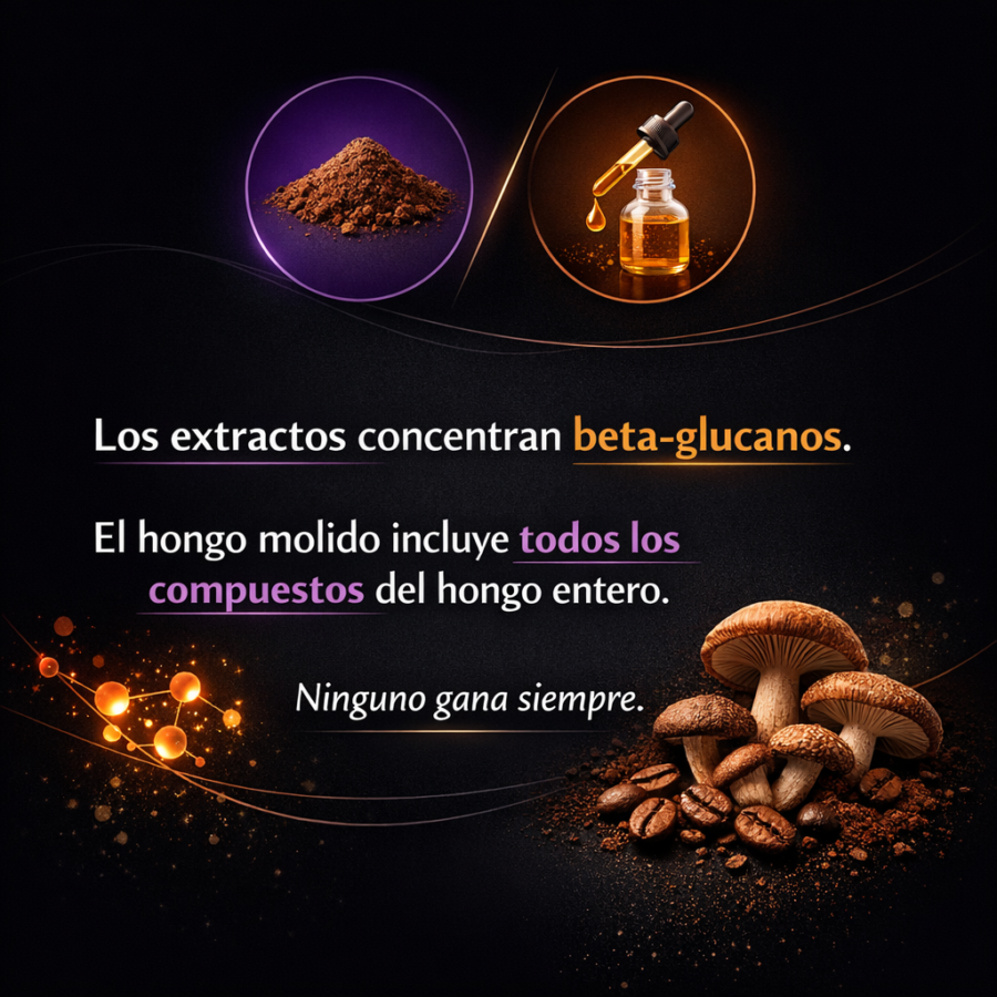 Hongo molido vs extracto: cuál es mejor para ti