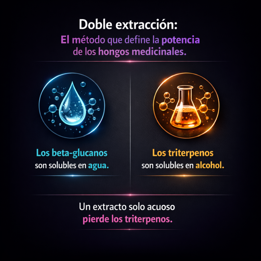 Doble extracción: el método que define la potencia de los hongos medicinales