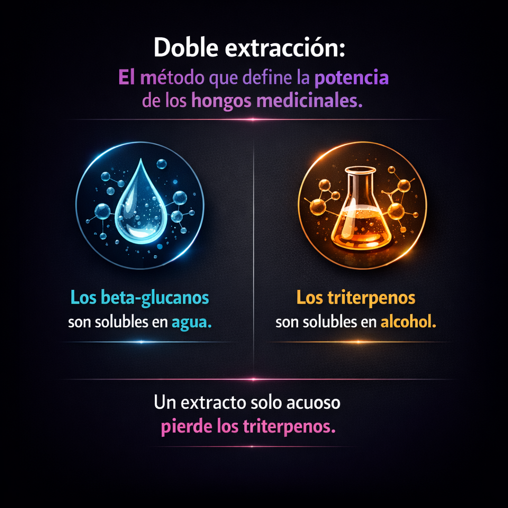 Doble extracción: el método que define la potencia de los hongos medicinales