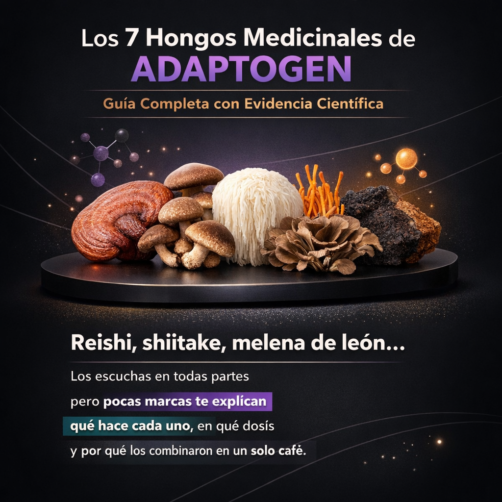 Los 7 hongos medicinales de ADAPTOGEN: guía completa con evidencia científica